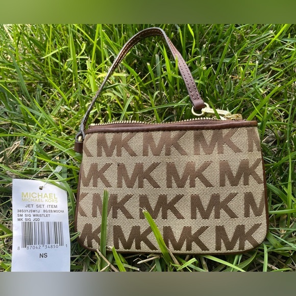 Michael Kors Wallet ,Michael Kors Brown and Tan Logo Wristlet - Picture 1 of 8